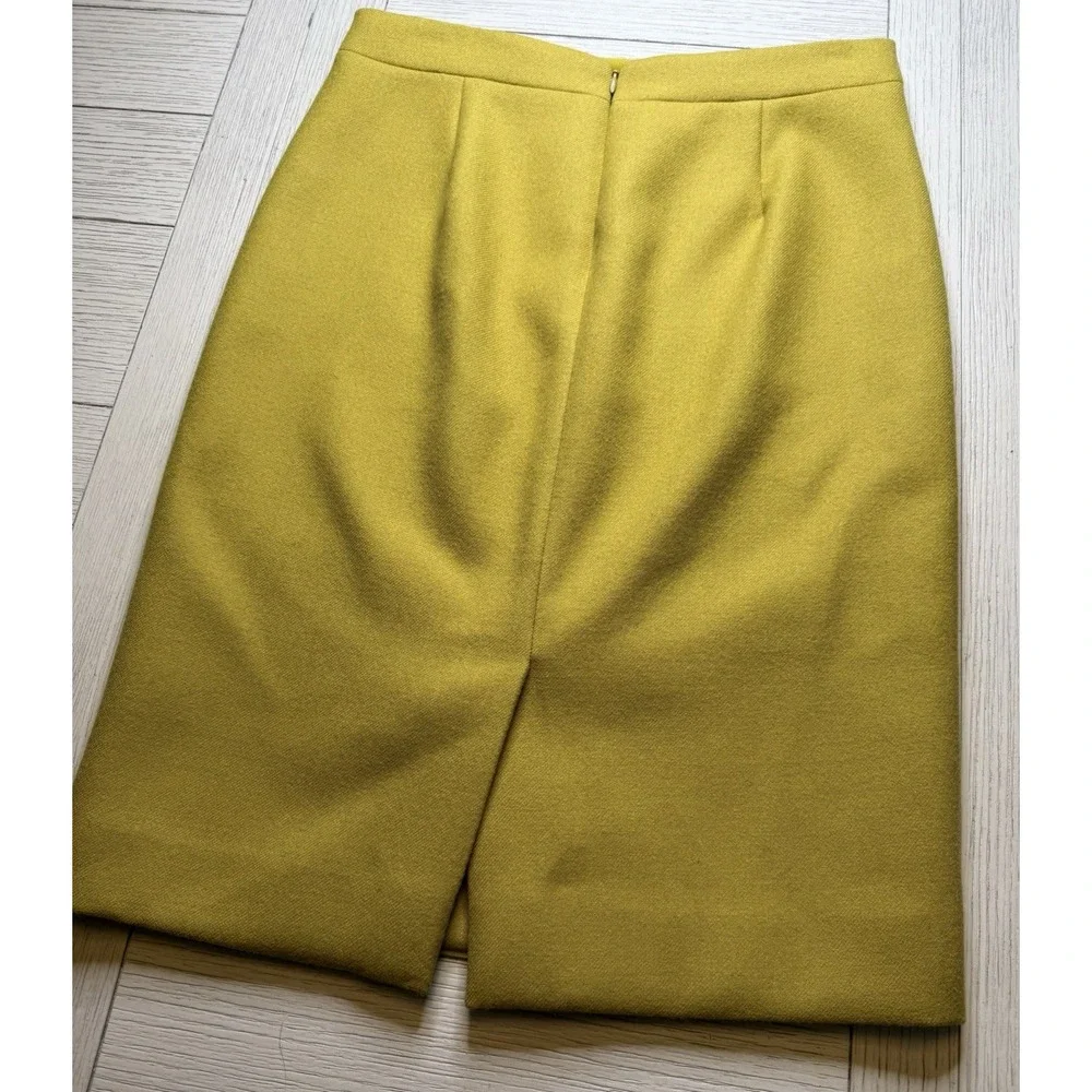 J Crew No 2 Pencil Skirt‎ Mustard Yellow 100% Wool Lined Sz 2. Classic. Workwear
